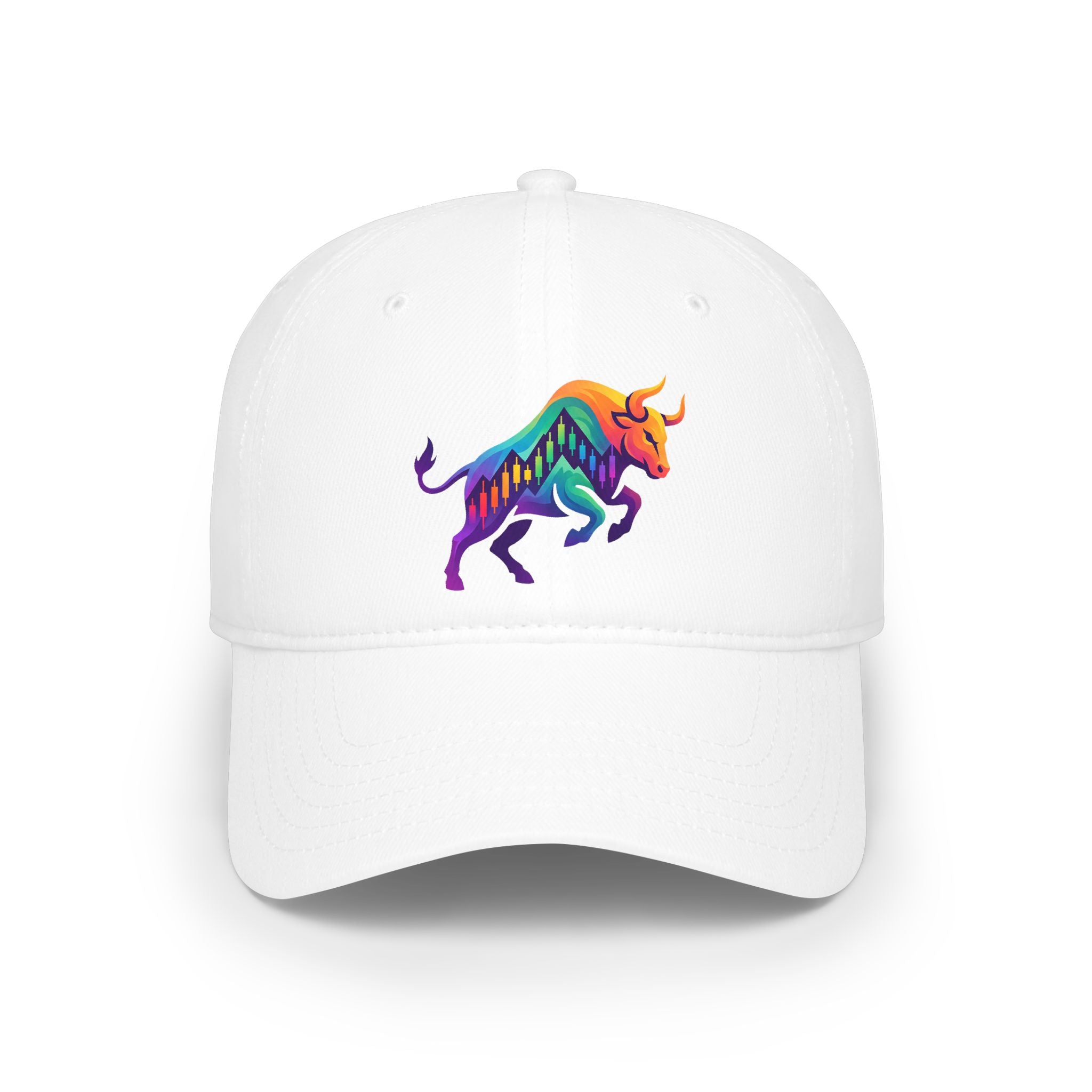 Bull Emblem Baseball Cap — Minimalist Red & Gold Bull Logo Hat