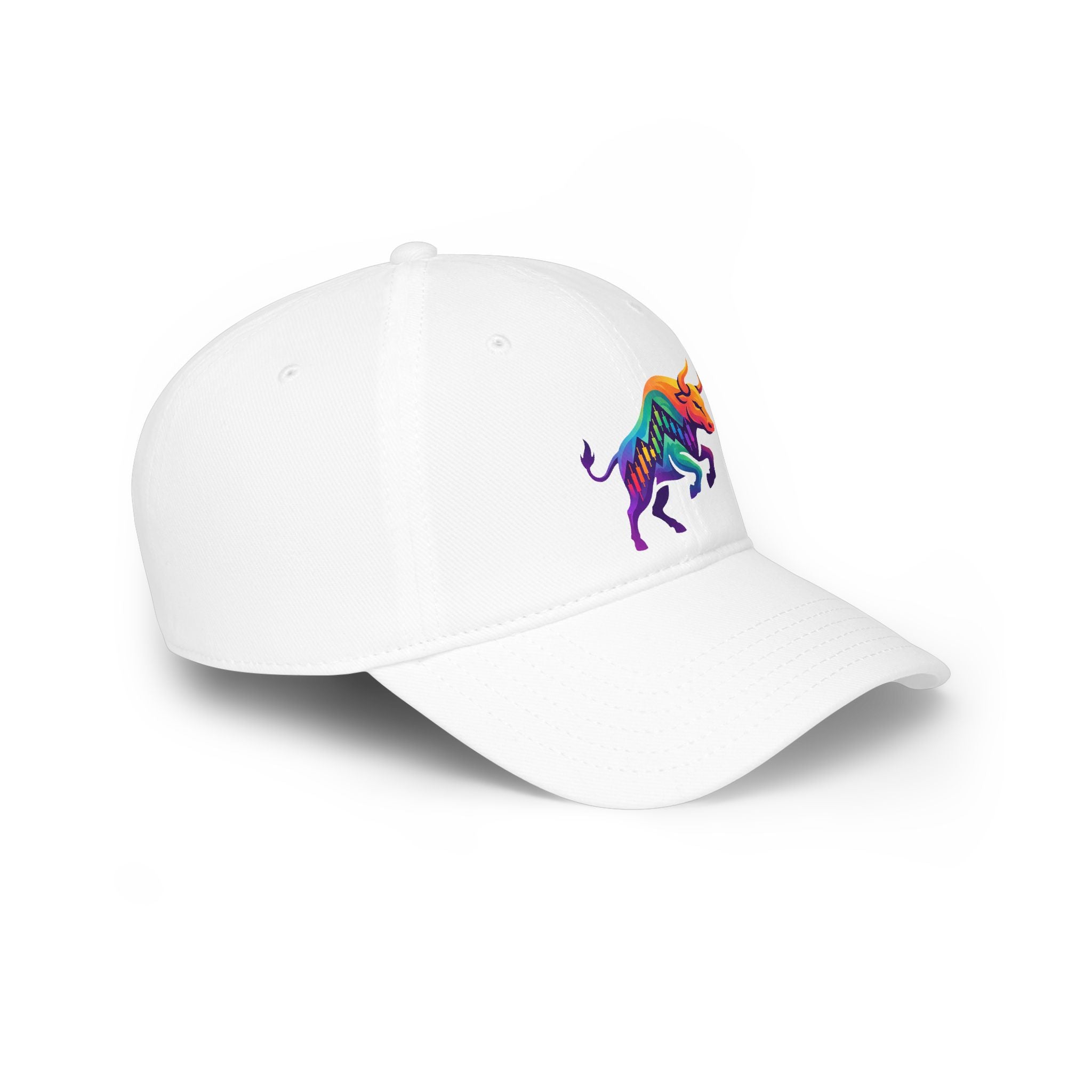 Bull Emblem Baseball Cap — Minimalist Red & Gold Bull Logo Hat