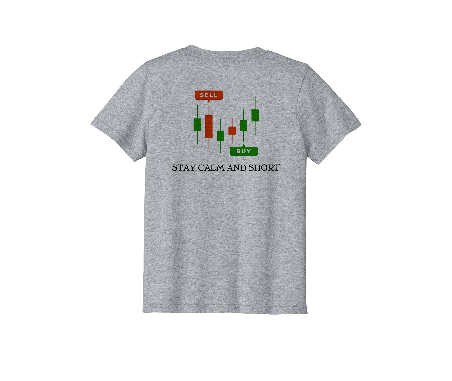 Youth Tee — "Stay Calm and Short" Trading Candlestick Chart Kids Shirt