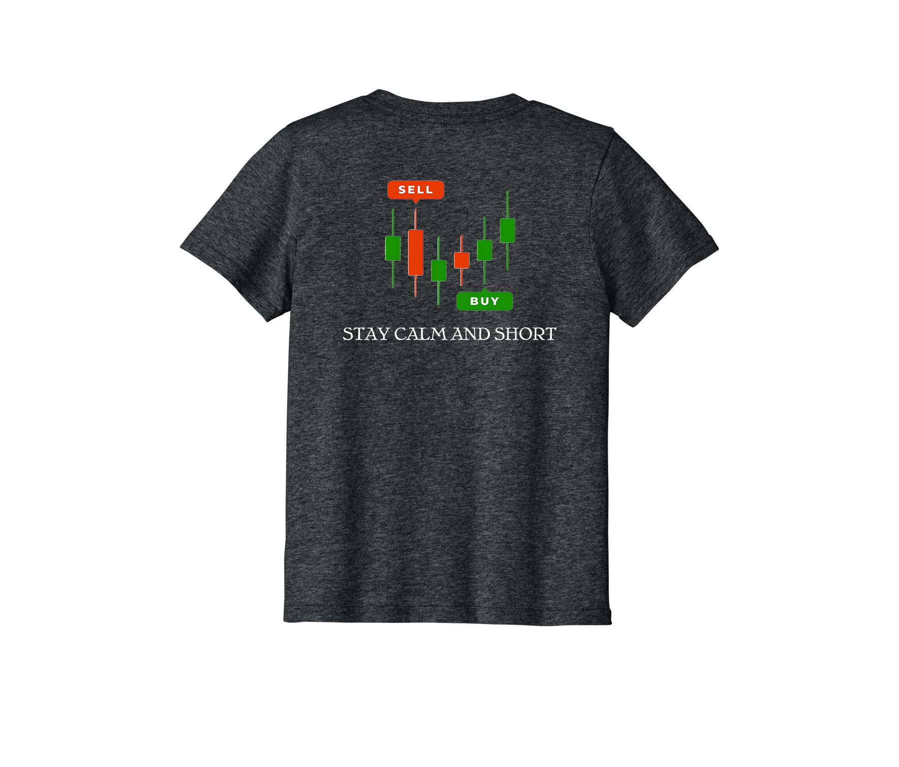 Youth Tee — "Stay Calm and Short" Trading Candlestick Chart Kids Shirt